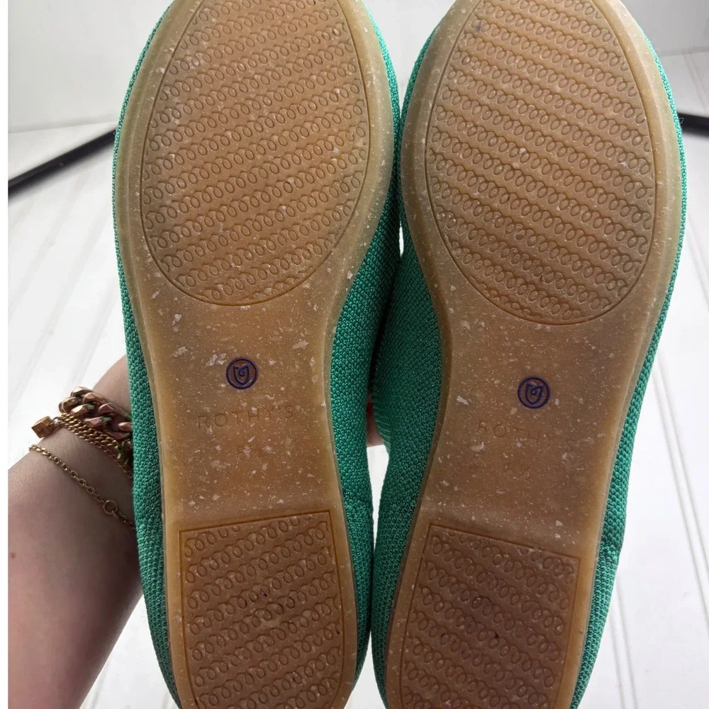 Rothys The Point Mojito Metallic Pointed Toe Knit Flats Women's Size 8.5